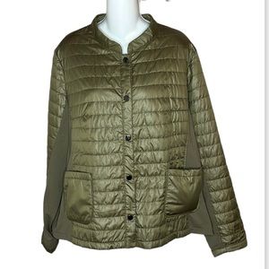 Fiorella Rubino Quilted Green Jacket Packable Bag Snap Closure Women’s US 16